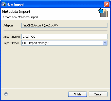 The definition for a CICS adapter metadata import.