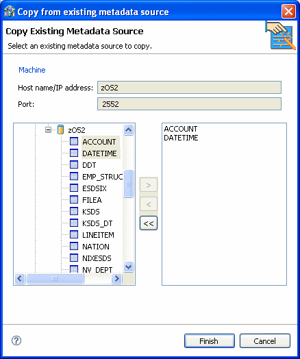 Select Metadata Source screen