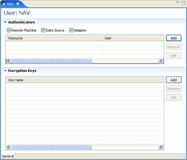 The User Editor pane