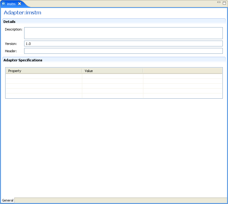 The adapter metadata General properties
