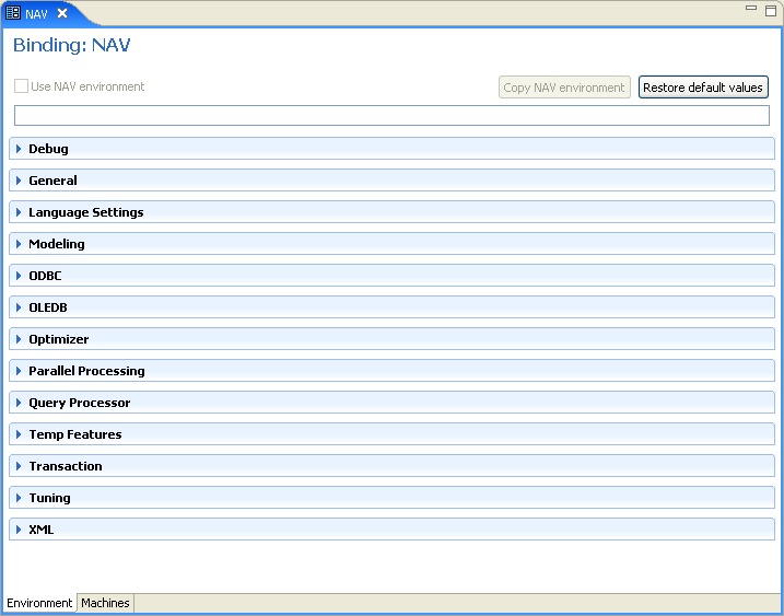 The binding properties tab, lists all the properties.