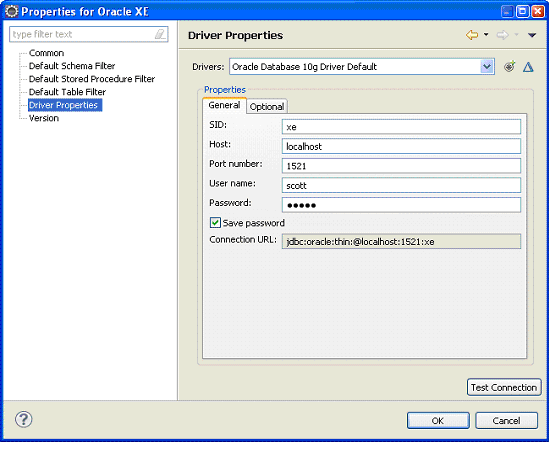 Driver Properties dialog.