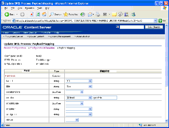 Payload Mapping page