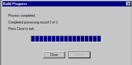 Build Progress dialog box