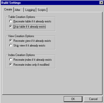 Build Settings dialog box