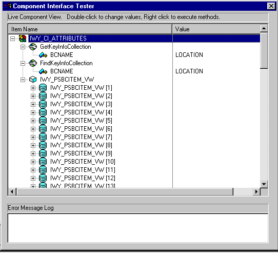 Component Interface Tester data