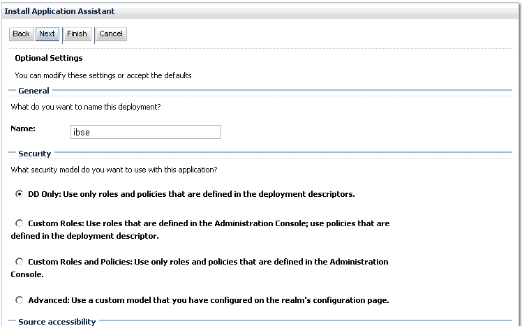 Optional Settings page