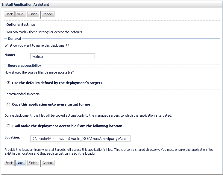 Optional Settings page