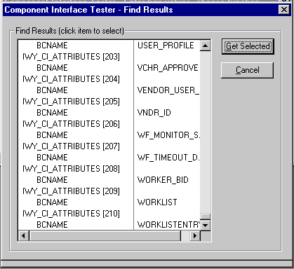 Component Interface Tester Find Results