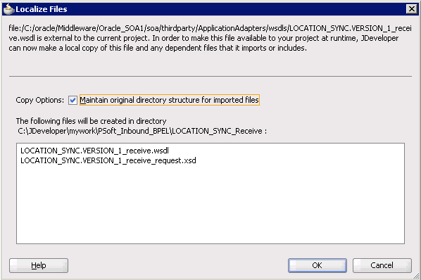 Localize Files dialog box