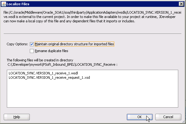 Localize Files dialog box