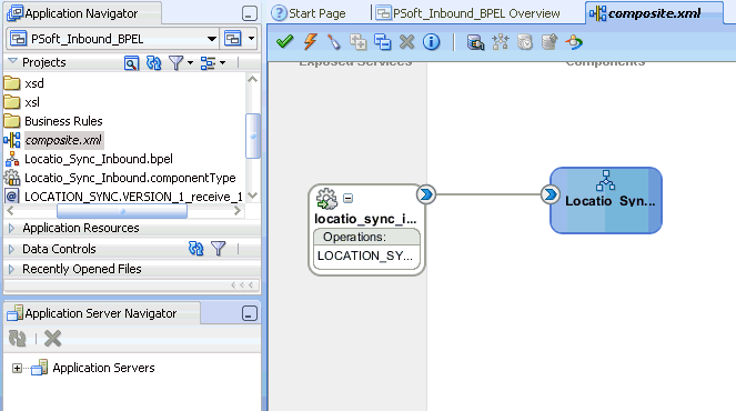 Oracle JDeveloper workspace area