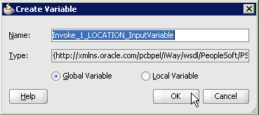 Create Variable dialog box