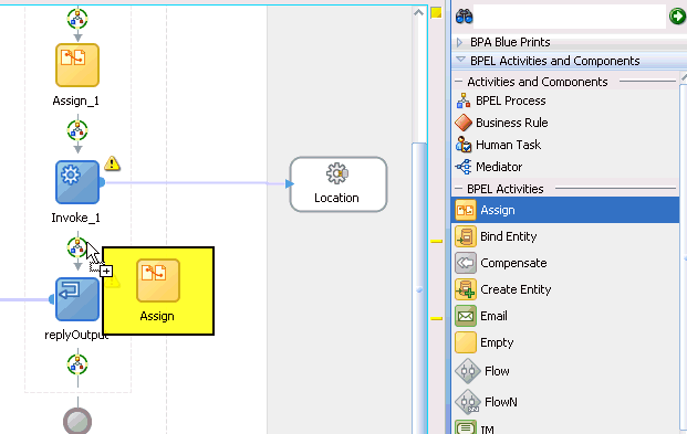 Oracle JDeveloper workspace area