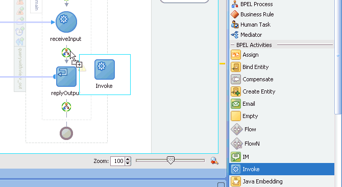 Oracle JDeveloper workspace area