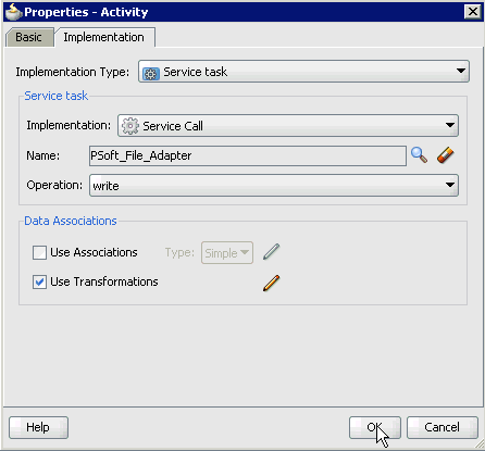 Properties - Activity dialog