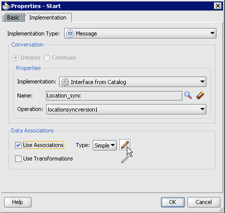 Properties - Start dialog