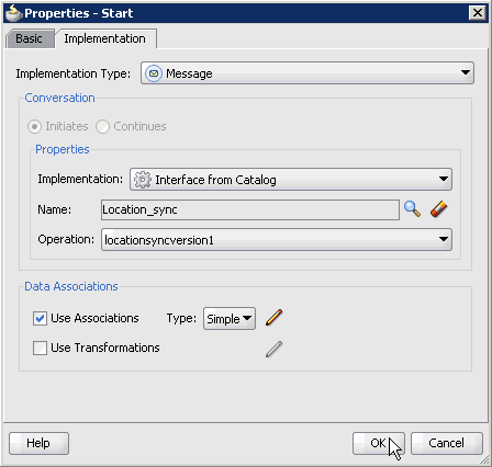 Properties - Start dialog