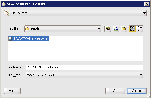 SOA Resource Browser dialog box