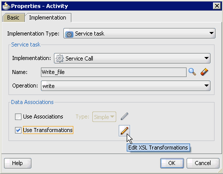 Properties - ServiceTask1 dialog