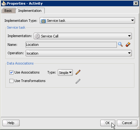 Properties - Activity dialog