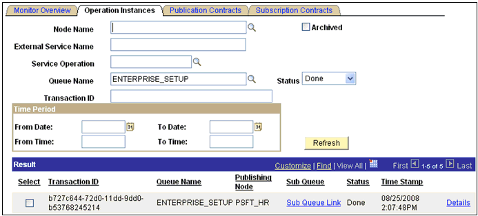 Operation Instances tab