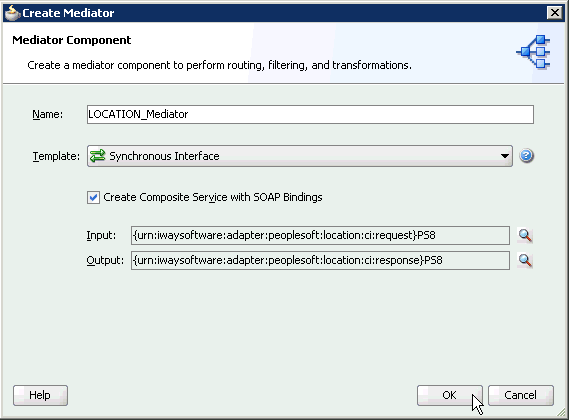 Create Mediator dialog box