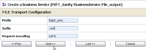 FILE Transport Configuration page