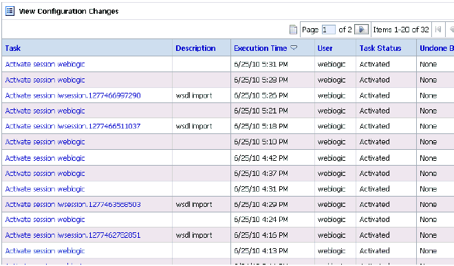 View Configuration Changes page