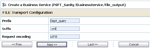 FILE Transport Configuration page