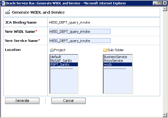 Generate WSDL and Service page