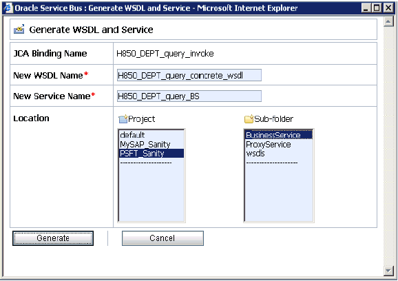 Generate WSDL and Service page