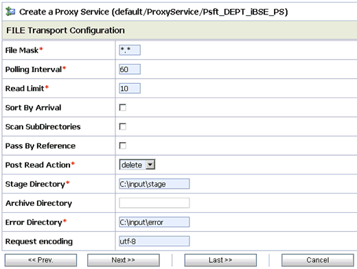 File Transport Configuration