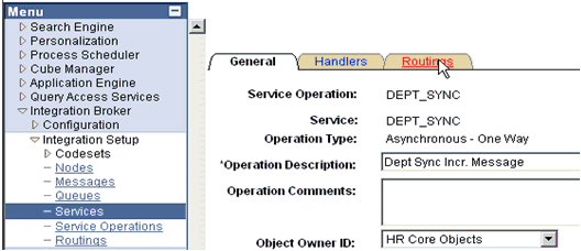 Routings tab