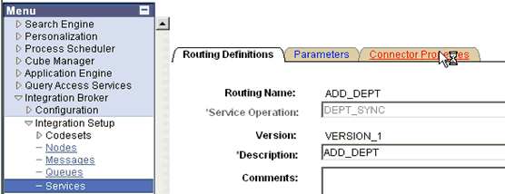 Connector Properties tab