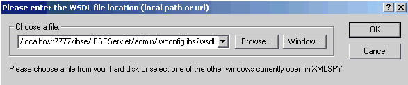 WSDL file location dialog box