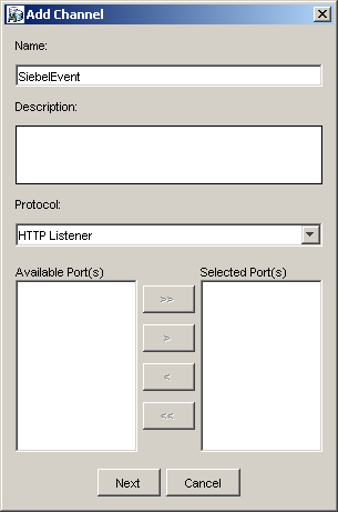 Add Channel dialog box