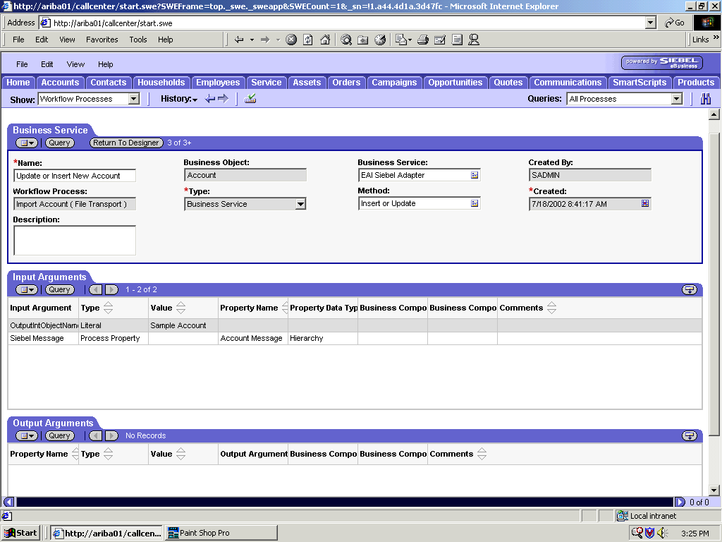 Creation of EAI adapter Business service step.