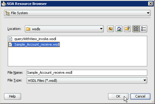 SOA Resource Browser dialog box