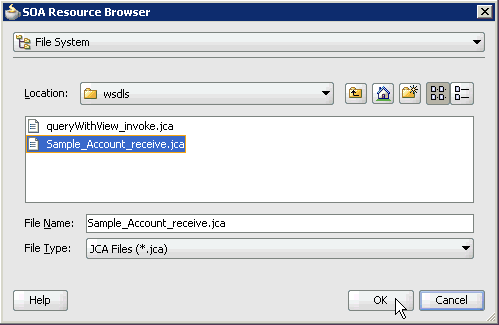 SOA Resource Browser dialog box