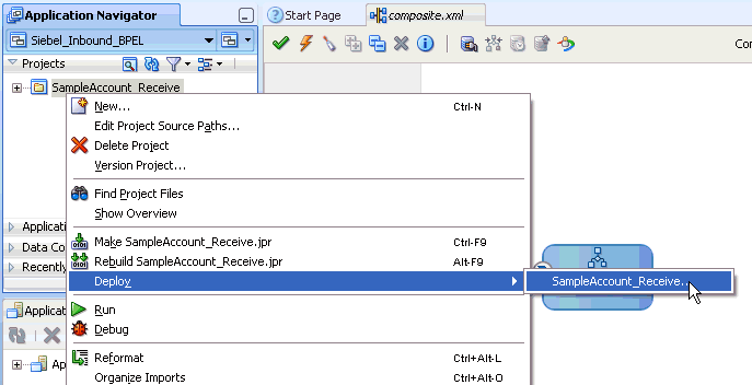 Deploy context menu