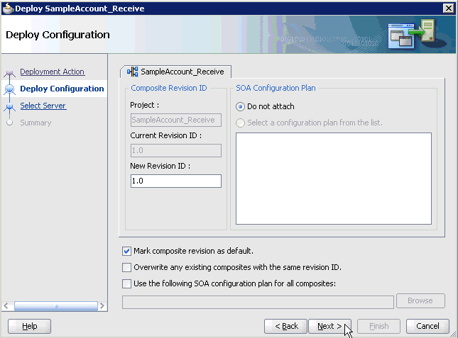 Deploy Configuration dialog box