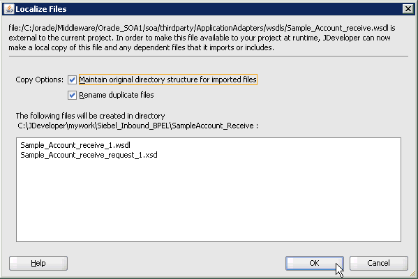 Localize Files dialog box