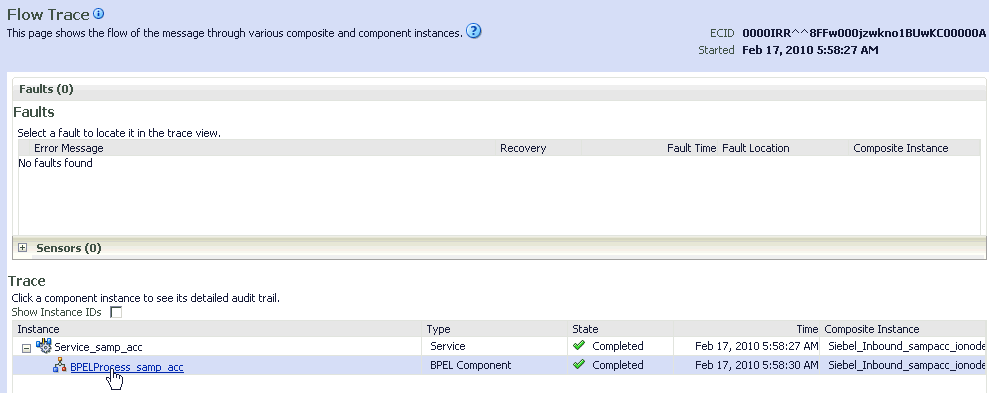 Flow Trace pane