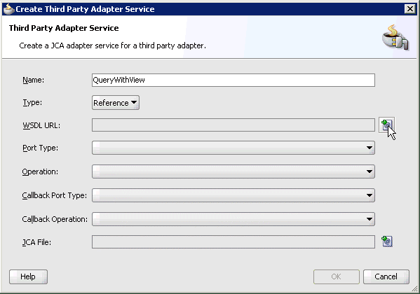 Create Third Party Adapter Service dialog box