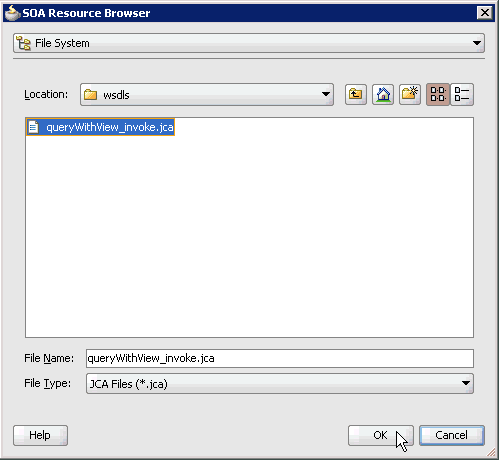 SOA Resource Browser dialog box