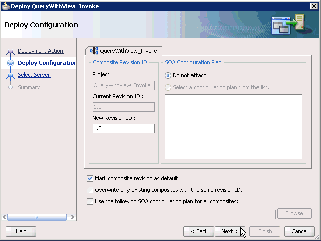 Deploy Configuration dialog box