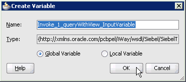 Create Variable dialog box