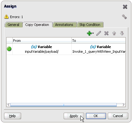 Assign dialog box