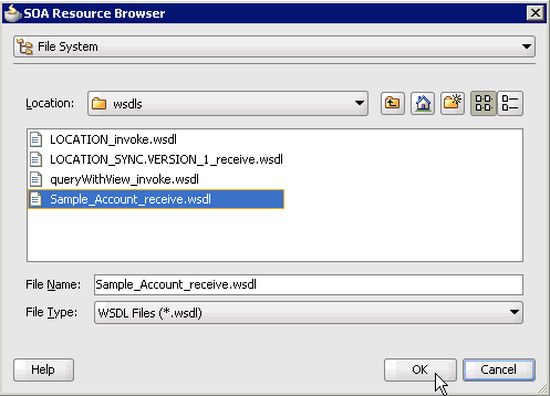 SOA Resource Browser dialog box